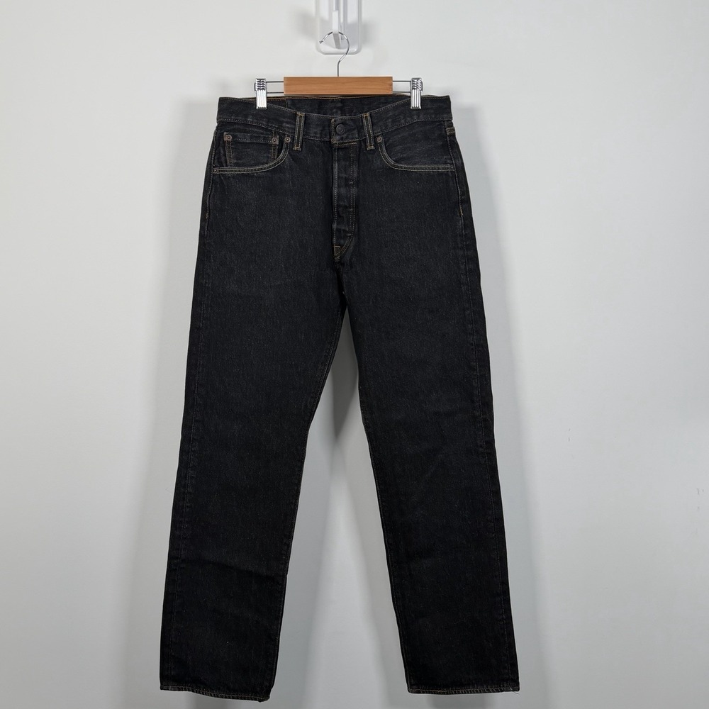 Levi's 501 Jeans Mens 33x31 Black Button Fly Original Straight Denim Pants